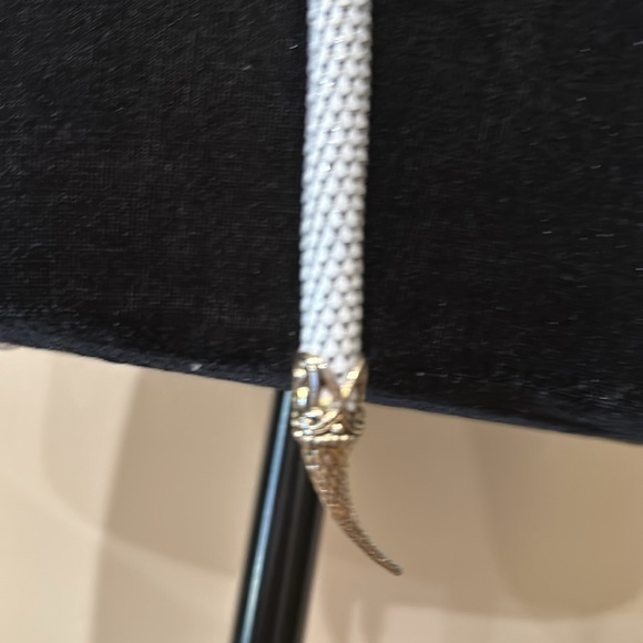 DL Auld White Mesh Snake Belt Necklace Crystal Blue Eyes Gold Tone VTG Signed. - Picture 9 of 11